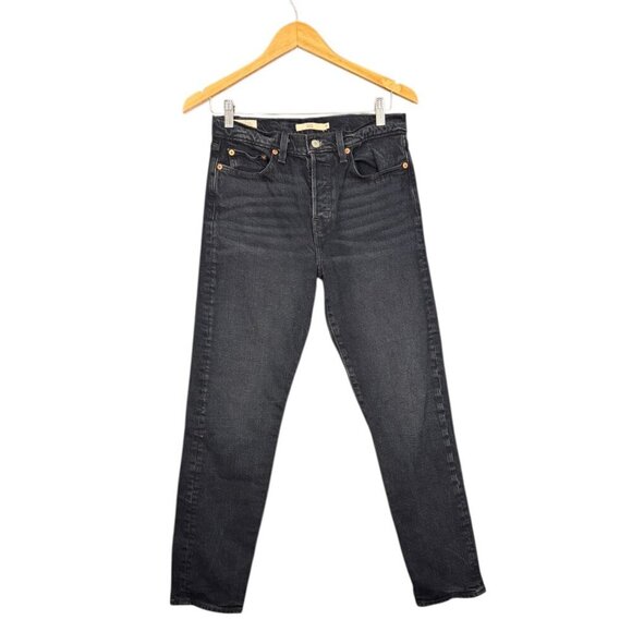 Levi’s Premium Wedgie Jeans Size 28 Black/Blue High Rise Button Fly - Picture 1 of 10